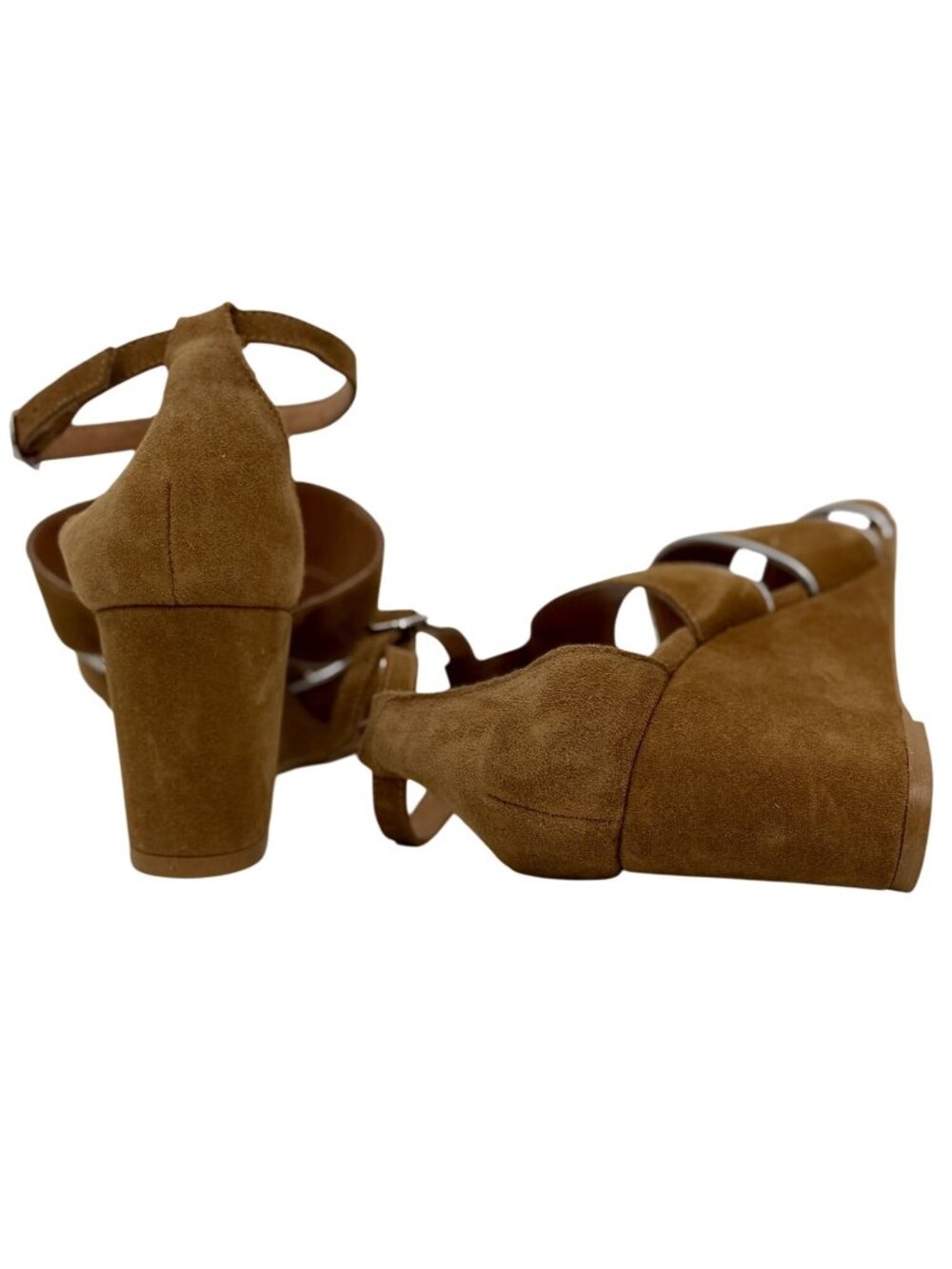 Free People Tan Suede Strappy Open-Toe Wedge Sandals 10 | Boho Grunge Festival - Picture 11 of 14